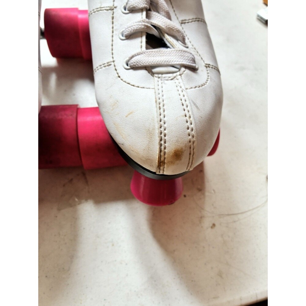 Chicago Bullet Roller Skates Womens 9 White Pink Quad Skates Lace Up Retro - Picture 9 of 9